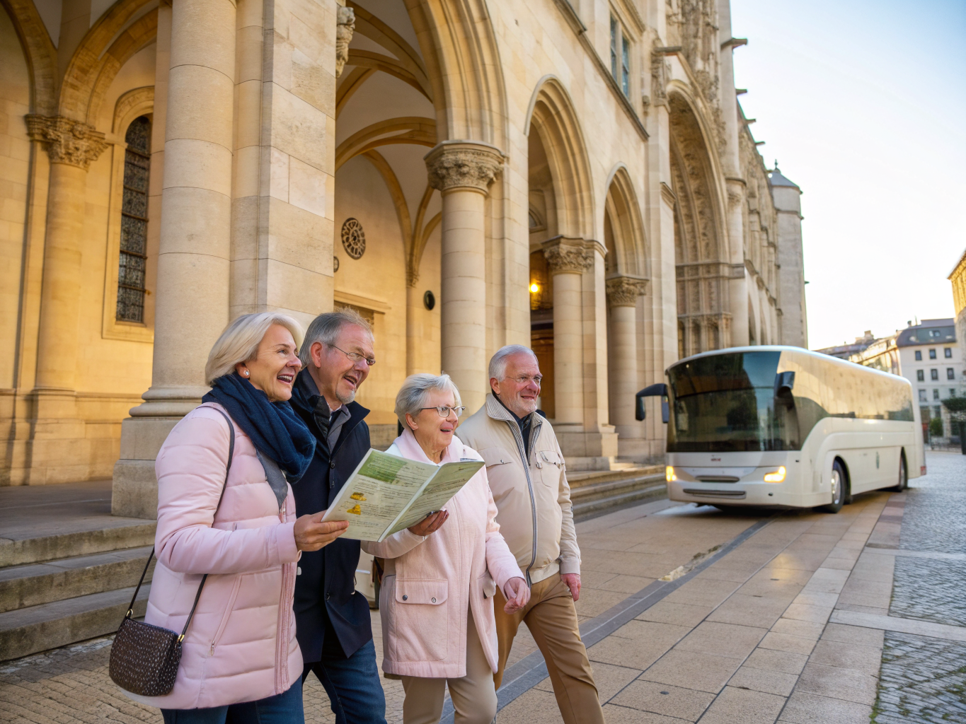 Grup de seniori activi plimbându-se într-un parc natural